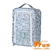 【iSFun】輕巧摺疊 迷你防水尼龍鞋袋/款式可選 藍葉子