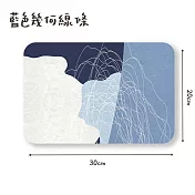 【i LIFE 】北歐風硅藻土吸水置物墊(30×20cm/2入) 藍色幾何線條*2