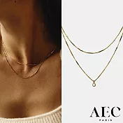 AEC PARIS 巴黎品牌 珍珠母貝 金色簡約雙層項鍊 Collier chaîne Hedelia