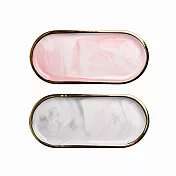 【收納職人】奢雅金邊大理石紋陶瓷桌面收納盤/首飾盤/玄關盤/托盤_2色一組 大理石灰+大理石粉