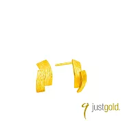 【Just Gold 鎮金店】靜謐線 黃金耳環