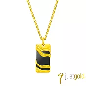 【Just Gold 鎮金店】稜變·黑瑪瑙 AURA-流線 黃金吊墜(不含鍊)