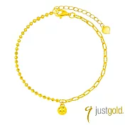 【Just Gold 鎮金店】雙鍊金球 黃金手鍊 (網路限定)