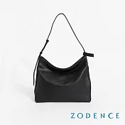 ZODENCE MURIEL植鞣真皮極簡個性HOBO肩背包  黑色