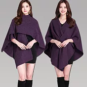 seoul show首爾秀 多變穿帶保暖圍巾針織外套斗篷披肩  紫色