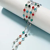 seoul show首爾秀 六色彩鑽兩用口罩掛繩鏈墨鏡平光眼鏡鍊老花近視防丟鍊  銀色