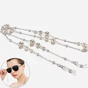 seoul show首爾秀 三珍珠夾珠兩用口罩掛繩鏈墨鏡平光眼鏡鍊老花近視防丟鍊  銀色