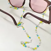 seoul show首爾秀 混色水晶鍊兩用口罩掛繩鏈墨鏡平光眼鏡鍊老花近視防丟鍊  藍綠