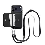 MAGEASY Pouch M 錢包磁吸掛繩手機殼 i17 Pro Max 黑色/黑色