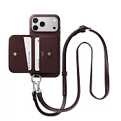 MAGEASY Pouch M 錢包磁吸掛繩手機殼 i17 Pro Max 酒紅/酒紅