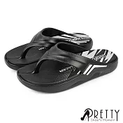 【Pretty】男 拖鞋 防水拖鞋 夾腳拖鞋 厚底 居家 輕量 EU40 黑色