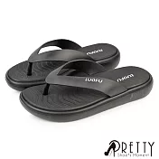 【Pretty】男 拖鞋 夾腳拖鞋 防水拖鞋 輕量 厚底 居家 EU40 黑色