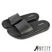 【Pretty】女 拖鞋 防水拖鞋 厚底 輕量 居家 EU36 黑色