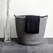 【收納職人】簡約北歐手感棉線編織大容量提把裝飾置物籃/髒衣籃/收納籃_2色任選 氣質灰