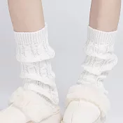 【ONEDER 旺達】可愛針織堆堆襪套 保暖小腿堆堆襪套 小腿襪套 泡泡襪 針織編花-白 GK-8101-2