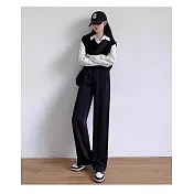 BJ COLLECTION 日系純色單釦高腰後鬆緊西裝寬褲 BJ40049黑色 FREE 黑色