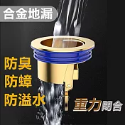 金屬合金重力地漏防蟑防臭防溢水排水神器-黃銅色