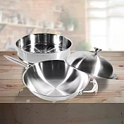 Maluta極緻七層不鏽鋼深型炒鍋-單把-36cm+蒸格