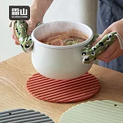 【日本霜山】多用途立體波浪加厚矽膠隔熱墊/鍋墊- 珊瑚紅