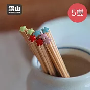 【日本霜山】天然楓木花朵造型止滑筷-5雙- 綠