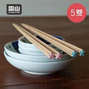 【日本霜山】天然楓木花朵造型止滑筷-5雙- 粉紅