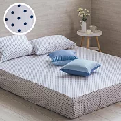 【麗塔寢飾】40支紗精梳棉 雙人特大床包 幾何圓點 藍色