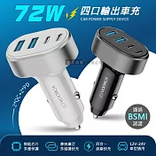 VOORCA 72W速充型車用充電器 Type-C/USB-A 4孔車充頭 PD+QC多協議快充 白色