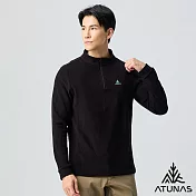 【ATUNAS 歐都納】男款經典保暖拉鍊衫/立領衫/POLO衫/大尺碼A8PS2568M- M 黑
