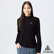 【ATUNAS 歐都納】女款經典保暖拉鍊衫/立領衫/POLO衫/大尺碼A8PS2569W- S 黑