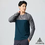 【ATUNAS 歐都納】男款經典保暖長袖圓領衫/長T/大尺碼A8TS2547M- M 深灰/暗藍