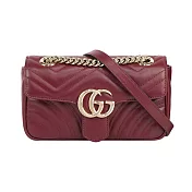 GUCCI GG Marmont 金字翻蓋肩背/斜背鏈包(小款)_展示品 (酒紅色)