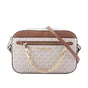 Michael Kors 金字滿版塗層帆布附鏈帶前口袋方包 (香草色)