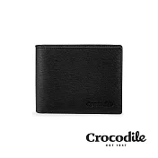 【Crocodile】鱷魚皮件 真皮短夾 8卡中翻子夾 壓釦零錢袋 維也納Wien 2.0系列-0103-11303-黑藍兩色 黑色