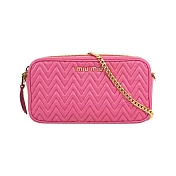 MIU MIU 金字納帕縫線皮革拉鍊迷你鍊包_展示品 (洋紅色)