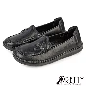 【Pretty】女 休閒鞋 包鞋 便鞋 樂福鞋 媽媽鞋 平底鞋 JP23 黑色