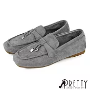【Pretty】女 休閒鞋 包鞋 便鞋 樂福鞋 平底鞋 JP23 灰色