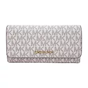 MICHAEL KORS JET SET TRAVEL 翻蓋滿版三折長夾-(多色選) 米X淺棕