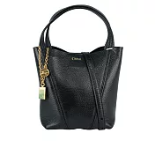 CHLOE Spin 吊墜設計牛皮手提/斜背小款二用托特包 (黑色)