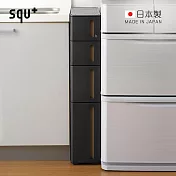 【日本squ+】Storanti日製17面寬抽屜式隙縫收納櫃附輪(2S+1M+1LL)- 黑