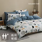 GOLDEN-TIME-240織紗天絲棉兩用被床包組(霜白和風-加大)