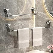 【E.dot】超值2入組50-100cm吸盤式伸縮毛巾架 (轉角毛巾架) 透白