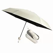 【Life+】星耀掌心のミニ守傘輕量230g五折24骨加厚黑膠傘/口袋傘/晴雨兩用抗UV傘附雨傘盒_4色任選  奶杏色加寬款