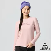 【ATUNAS 歐都納】女款經典保暖長袖圓領衫/長T/圖T/大尺碼A2TS2540W- S 霧粉