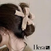 【Hera 赫拉】毛絨針織蝴蝶結鯊魚夾 H114110301 奶茶色