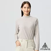 【ATUNAS 歐都納】女款經典保暖長袖立領衫/素面長T/大尺碼A2TS2542W- S 灰