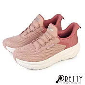 【Pretty】女 休閒鞋 運動鞋 健走鞋 厚底 輕量 免綁帶 EU36 粉紅色