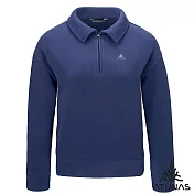 【ATUNAS 歐都納】女款經典保暖長袖拉鍊衫/POLO衫A2PS2562W- S 靛藍