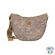 【BRIC S】 BRICS 義大利時尚 可手提肩半月側背包  混羊毛堅果