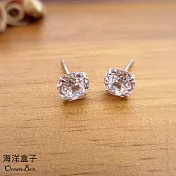 ☆§海洋盒子§☆亮眼千禧玫瑰切面鋯石S925純銀耳環 清透白