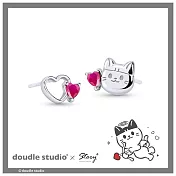 STORY故事銀飾-doudle studio經典系列-I.Love喵喵不對稱純銀耳環 針式